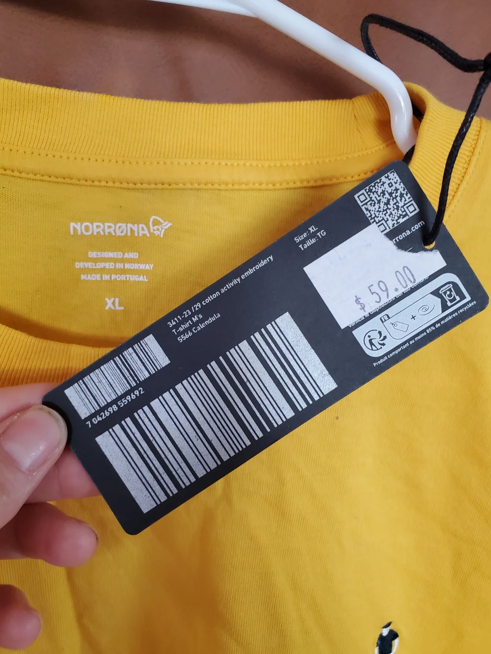 Yellow Men's XL Crewneck Short Sleeve Shirt - Picture 2 of 7